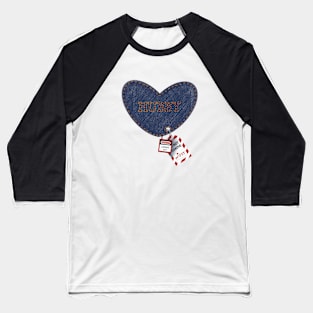 Romantic Hubby Wifey Electrician Lockout Tagout Denim Heart Baseball T-Shirt